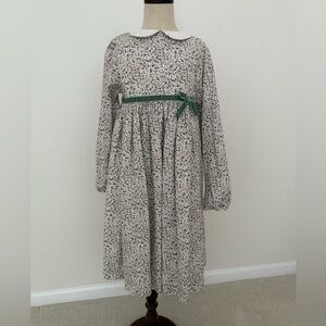Elegant Floral Long Sleeve Dress with Green Accent
